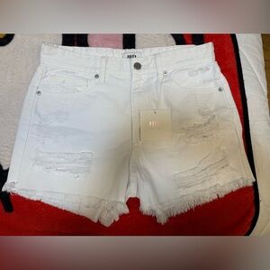 NWT!  JBD Women’s White High-Waisted Distressed Jean Shorts